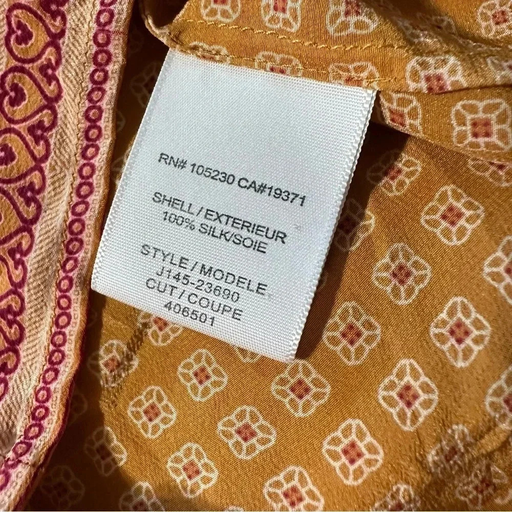 Joie Silk Marigold Yellow Scarf Print Blouse Top women's size small - Picture 4 of 4